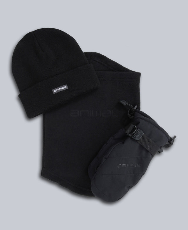 Polar Kids Waterproof Ski Mitten Accessory Set - Black