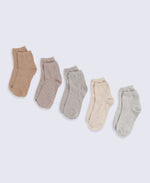 Casey Cotton Rich Trainer Socks- 5 Pack - Light Beige