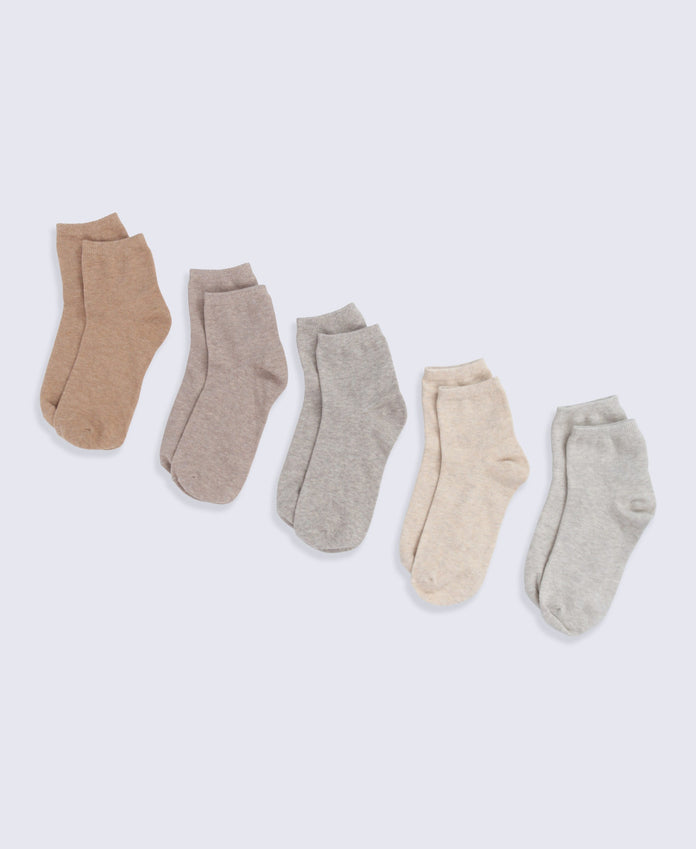 Casey Cotton Rich Trainer Socks- 5 Pack - Light Beige