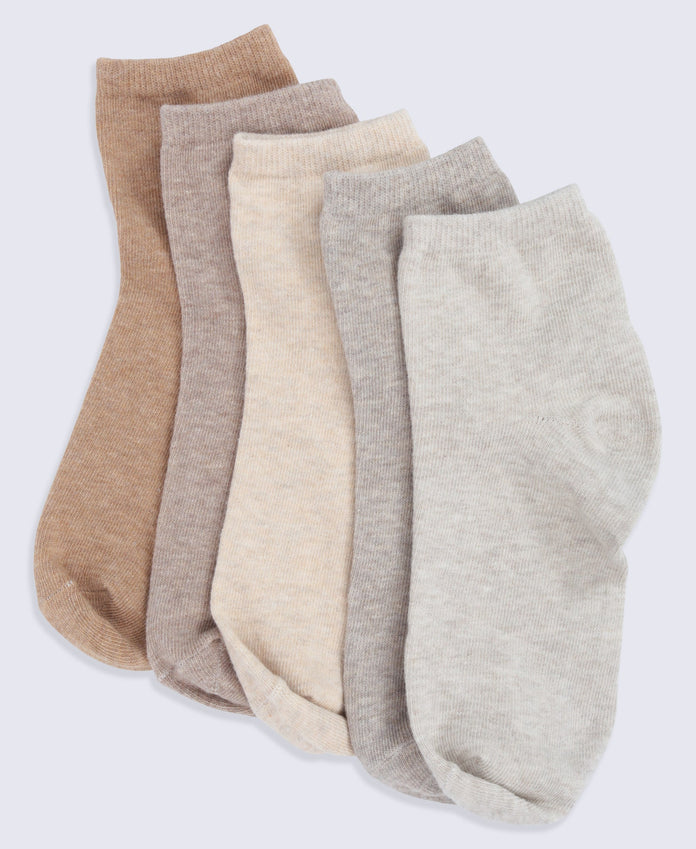 Casey Cotton Rich Trainer Socks- 5 Pack - Light Beige