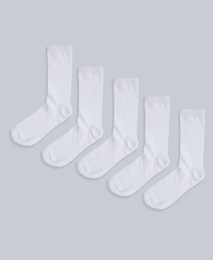 Haiden Cotton Rich Mens Mid-Calf Socks- 5 Packs - White