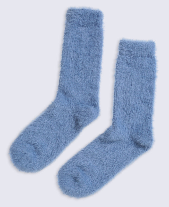 Darcie Womens Cosy Eyelash House Socks - Blue