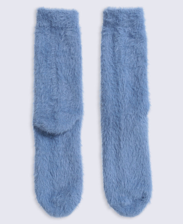 Darcie Womens Cosy Eyelash House Socks - Blue