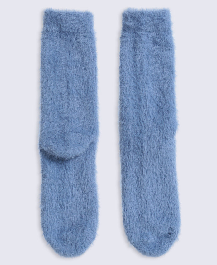 Darcie Womens Cosy Eyelash House Socks - Blue