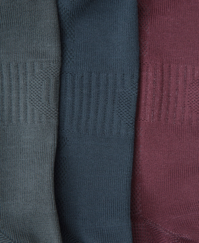 Ocea Womens Lightweight Trainer Socks 3-Pack - Burgundy