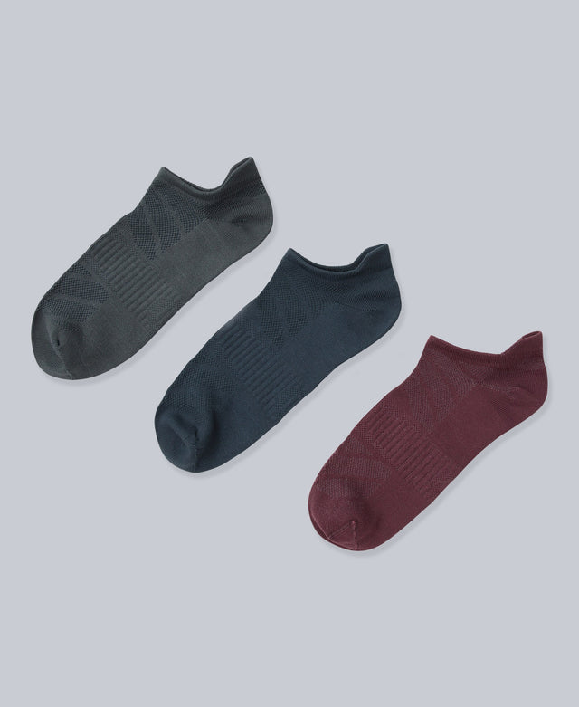 Ocea Womens Lightweight Trainer Socks 3-Pack - Burgundy