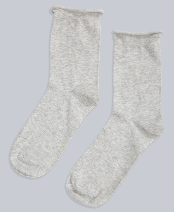 Isla Womens Roll Hem Mid Calf Socks- 3 Packs - Dark Grey