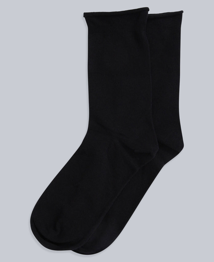 Isla Womens Roll Hem Mid Calf Socks- 3 Packs - Dark Grey