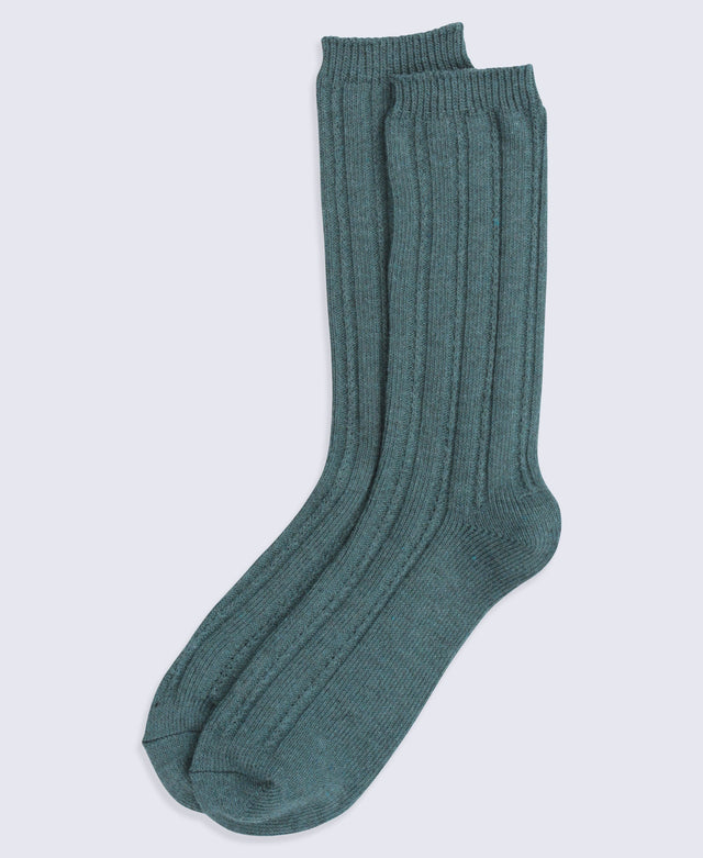 Willow Womens Twisted Ribbed Socks- 3 Pack - Green