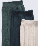 Willow Womens Twisted Ribbed Socks- 3 Pack - Green