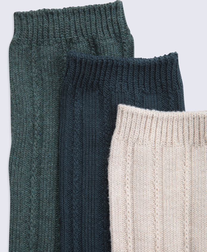 Willow Womens Twisted Ribbed Socks- 3 Pack - Green