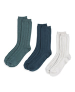 Willow Womens Twisted Ribbed Socks- 3 Pack - Green
