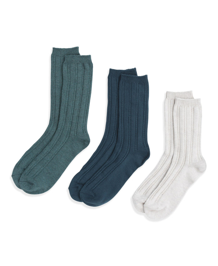 Willow Womens Twisted Ribbed Socks- 3 Pack - Green