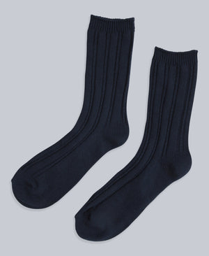 Willow Womens Twisted Ribbed Socks- 3 Pack - Navy