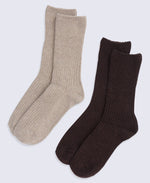 Francis Womens Merino Mid Calf Socks - 2 Pack - Brown