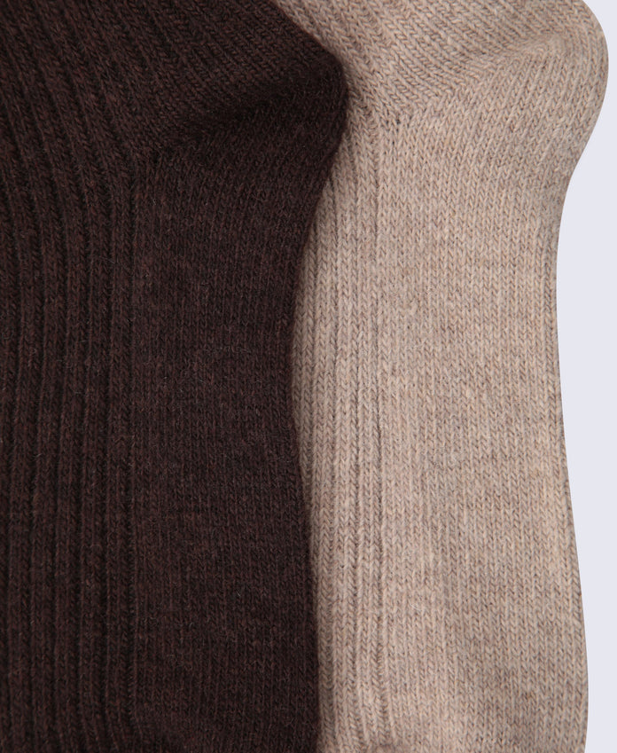 Francis Womens Merino Mid Calf Socks - 2 Pack - Brown