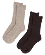 Francis Womens Merino Mid Calf Socks - 2 Pack - Brown