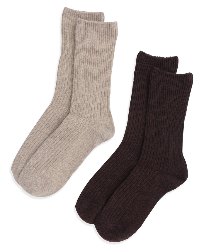 Francis Womens Merino Mid Calf Socks - 2 Pack - Brown