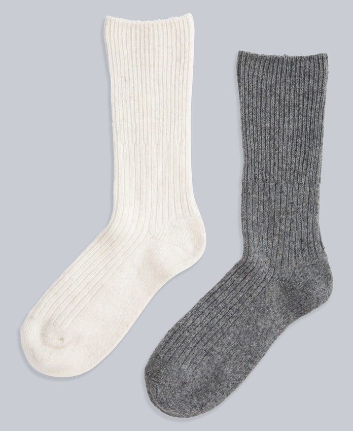 Francis Womens Merino Mid Calf Socks - 2 Pack - Grey
