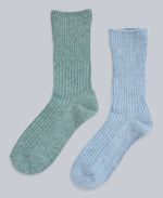 Francis Womens Merino Mid Calf Socks - 2 Pack - Light Blue
