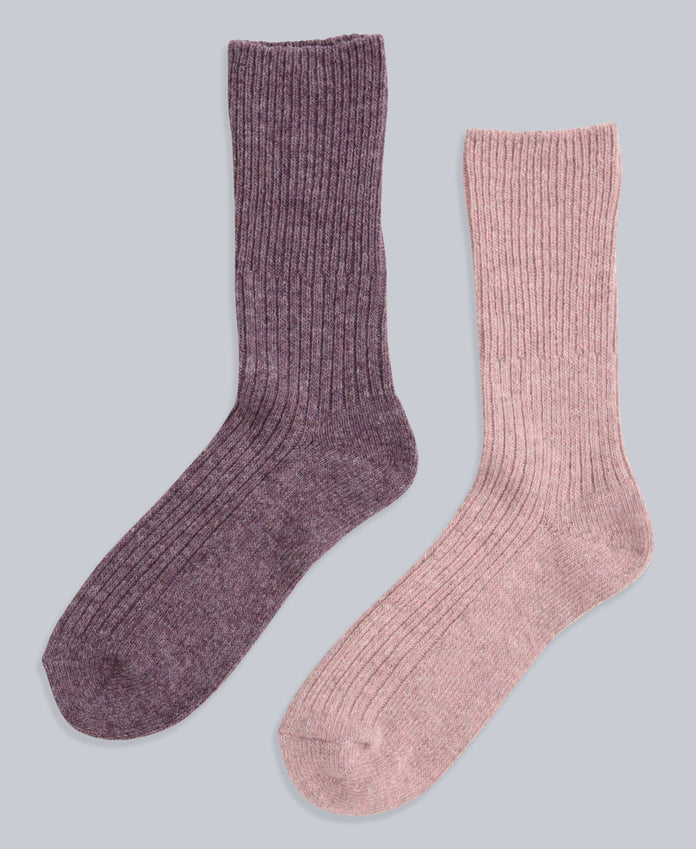 Francis Womens Merino Mid Calf Socks - 2 Pack - Pink