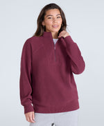 Ottoman Womens Half Zip Sweatshirt - Burgundy