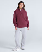 Ottoman Womens Half Zip Sweatshirt - Burgundy