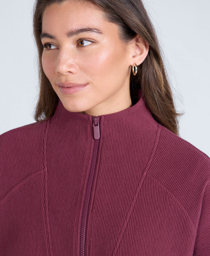 Ottoman Womens Half Zip Sweatshirt - Burgundy