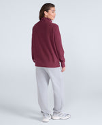 Ottoman Womens Half Zip Sweatshirt - Burgundy