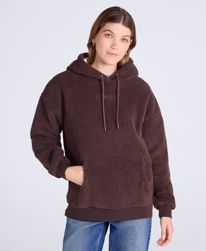 Womens Fleece Hoodie - Dark Brown