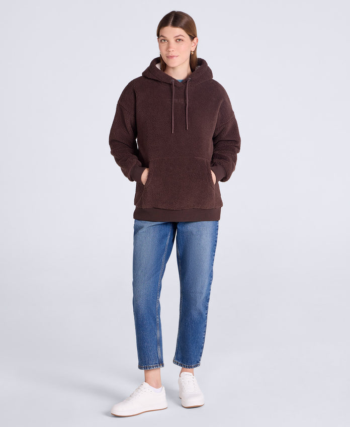 Womens Fleece Hoodie - Dark Brown