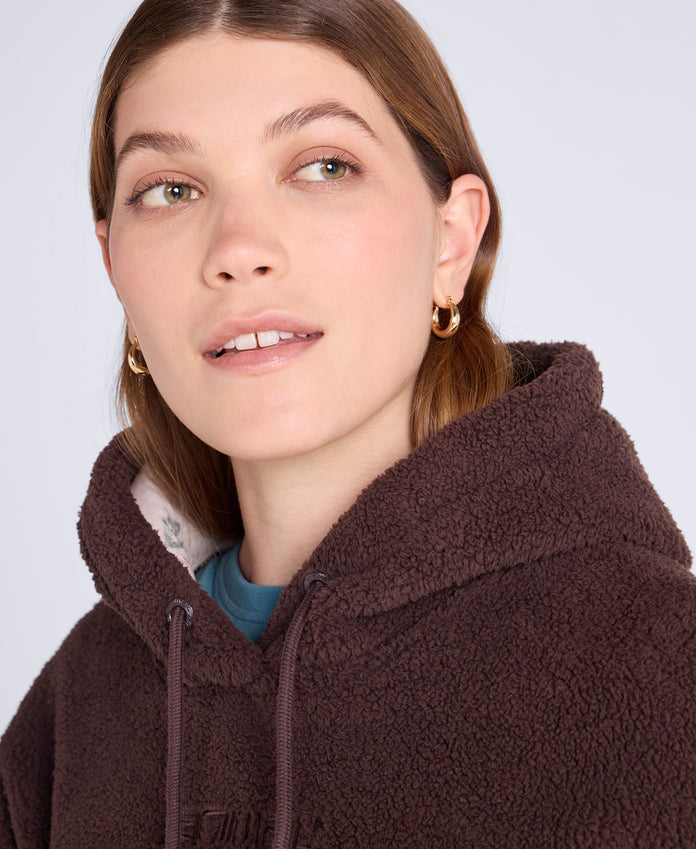 Womens Fleece Hoodie - Dark Brown