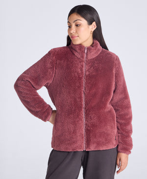 Teddy Womens Full Zip Fleece - Dark Pink