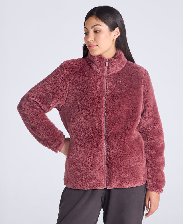 Teddy Womens Full Zip Fleece - Dark Pink