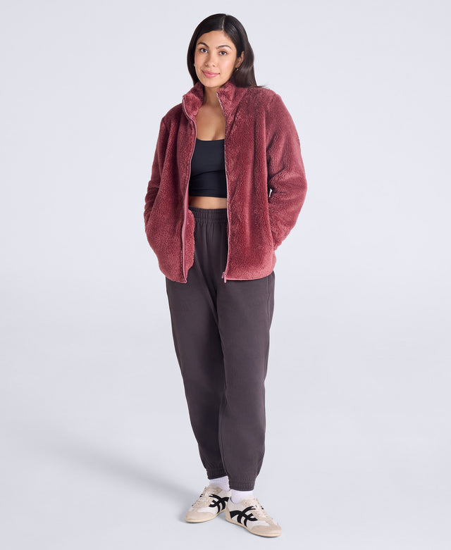 Teddy Womens Full Zip Fleece - Dark Pink