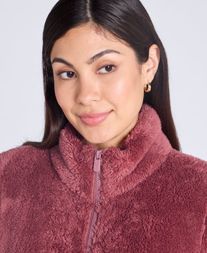 Teddy Womens Full Zip Fleece - Dark Pink