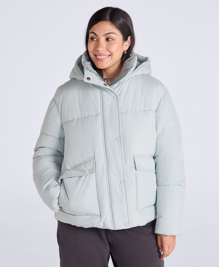 Maeve Womens Puffer Jacket - Pale Green