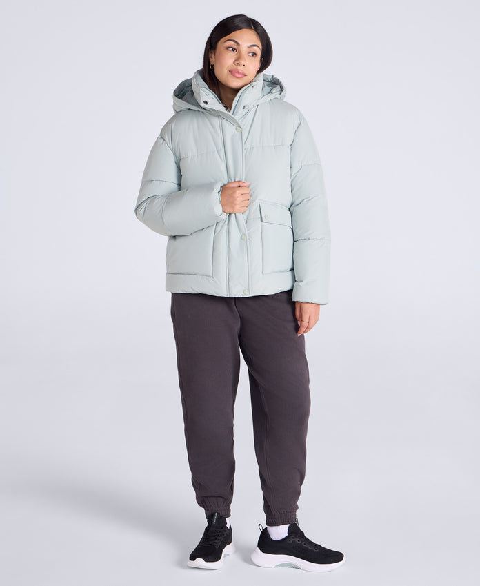 Maeve Womens Puffer Jacket - Pale Green
