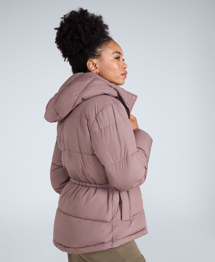 Maeve Womens Puffer Jacket - Taupe