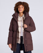Maggie Womens Waisted Baffle Coat - Brown