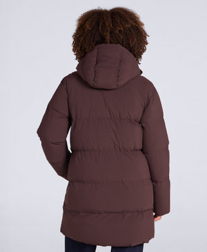 Maggie Womens Waisted Baffle Coat - Brown