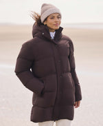 Maggie Womens Waisted Baffle Coat - Brown
