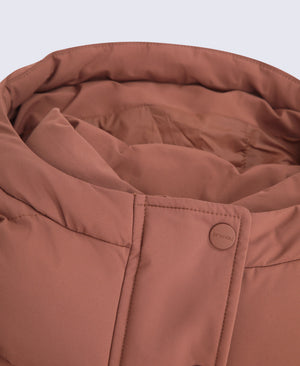 Maggie Womens Waisted Baffle Coat - Rust