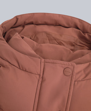 Maggie Womens Waisted Baffle Coat - Rust