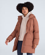 Maggie Womens Waisted Baffle Coat - Rust