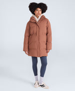 Maggie Womens Waisted Baffle Coat - Rust