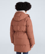 Maggie Womens Waisted Baffle Coat - Rust