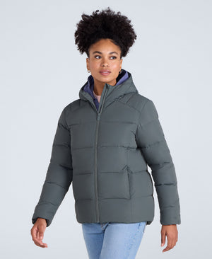 Womens Tech Down Mid Weight Jacket - Dark Khaki