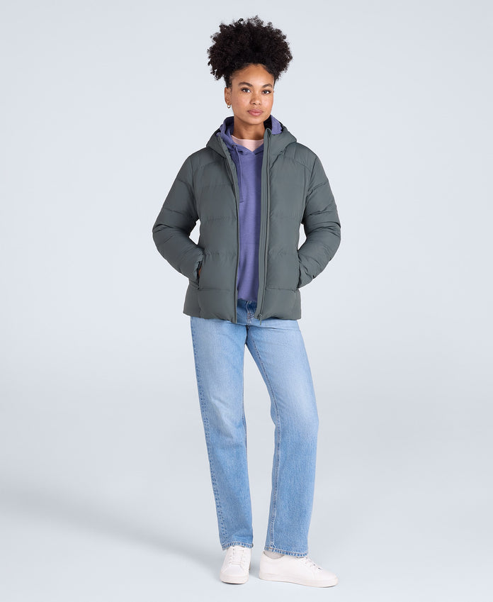 Womens Tech Down Mid Weight Jacket - Dark Khaki