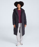 Tess Womens Long Line Down Jacket - Black